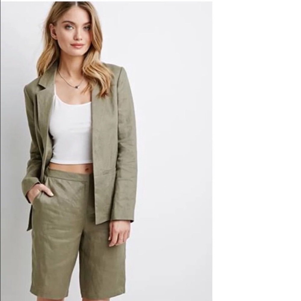 Olive Green linen Shorts